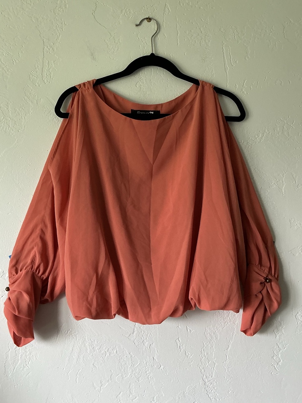Forever 21 Cold-Shoulder Bubble Hem Blouse